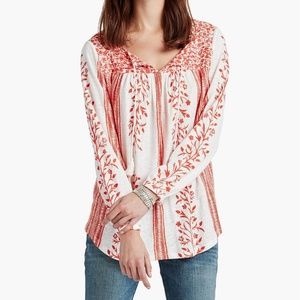 Lucky Brand Tassel Mixed Print Top Floral